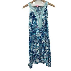 Lilly Pulitzer Achelle Large Dress Swing Mini Indigo Keep‎ On Truckin Blue Beach